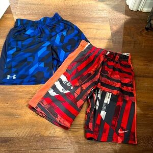 Lot of 2 pairs of Boys Shorts (Nike and UA) size small